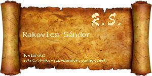 Rakovics Sándor névjegykártya