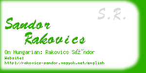 sandor rakovics business card